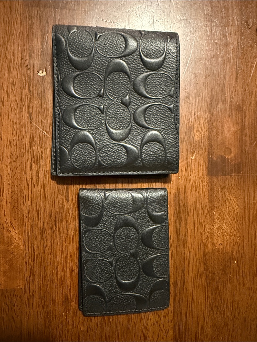 Coach Black Embossed Signature Leather Card & ID Holders